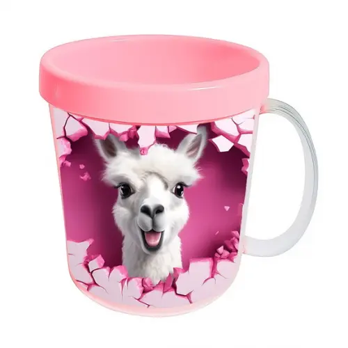 Caneca Acrílica Animais Fofos Fazenda Lhama Charmosa