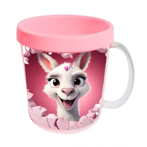 Caneca Acrílica Animais Fofos Fazenda Lhama Doce