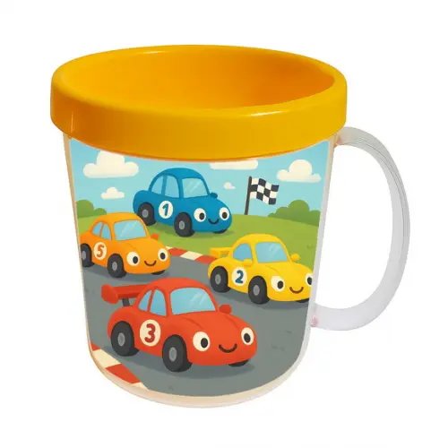 Caneca Acrílica Infantil Personalizada Carros de Corridas