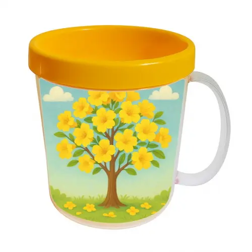 Caneca Acrílica Infantil Personalizada Flor de Ipê Amarela