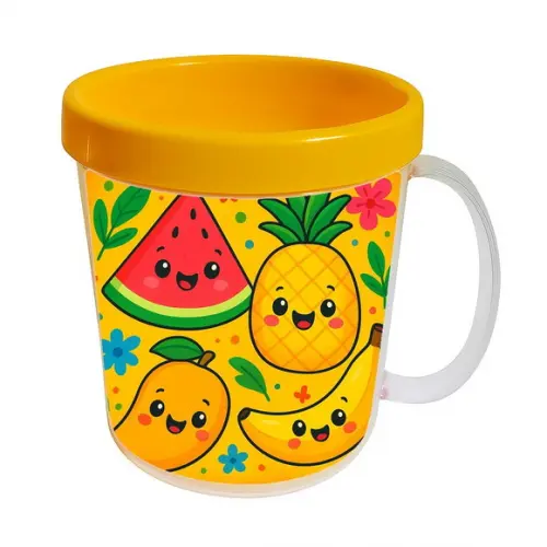 Caneca Acrílica Infantil Personalizada Frutas Tropicais