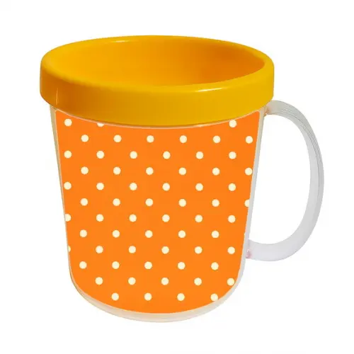 Caneca Acrílica Infantil Personalizada Poá Laranja