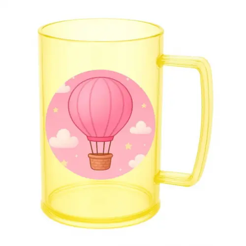 Caneca de Chopp Infantil Personalizada Balão de Ar Rosa