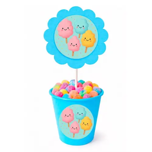 Centro de Mesa Flor Personalizado Algodão Doce