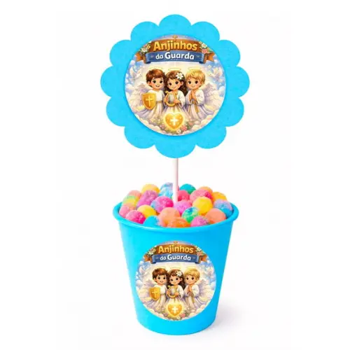 Centro de Mesa Flor Personalizado Anjinhos da Guarda