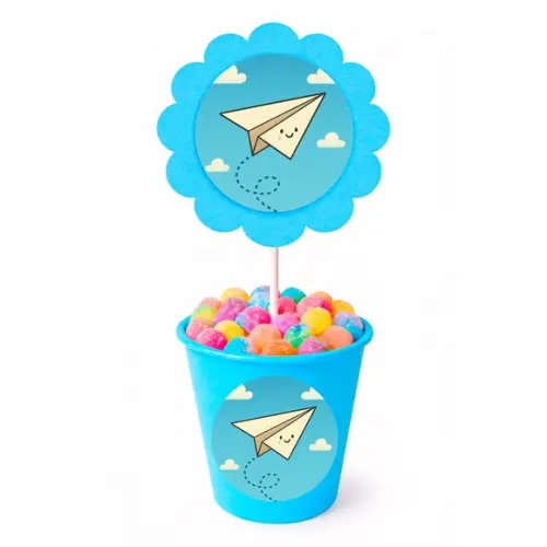 Centro de Mesa Flor Personalizado Aviãozinho de Papel