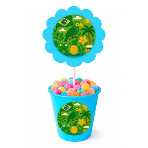 Centro de Mesa Flor Personalizado Brasil Verde Amarelo