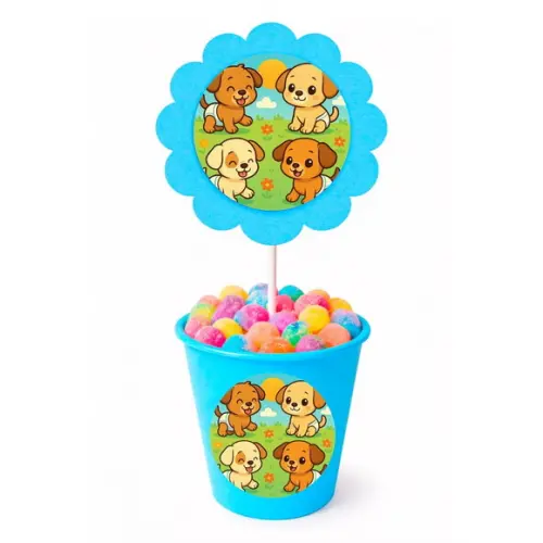Centro de Mesa Flor Personalizado Cachorrinhos Baby