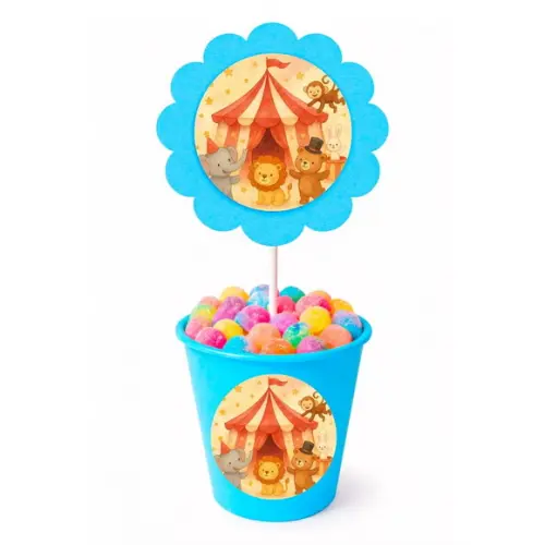 Centro de Mesa Flor Personalizado Circo Aquarela