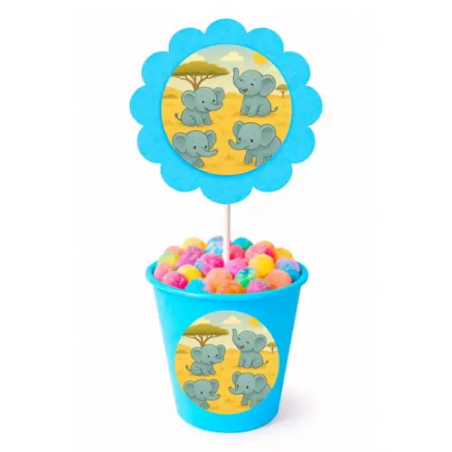 Centro de Mesa Flor Personalizado Elefantinhos