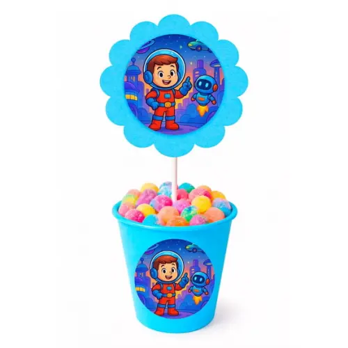 Centro de Mesa Flor Personalizado Futurismo Infantil