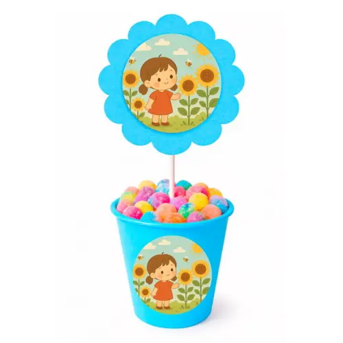 Centro de Mesa Flor Personalizado Jardim dos Girassóis