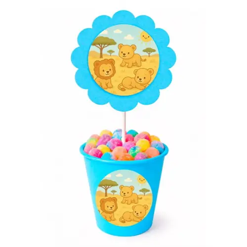 Centro de Mesa Flor Personalizado Leãozinhos