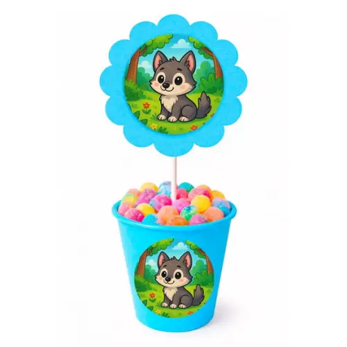 Centro de Mesa Flor Personalizado Lobinho