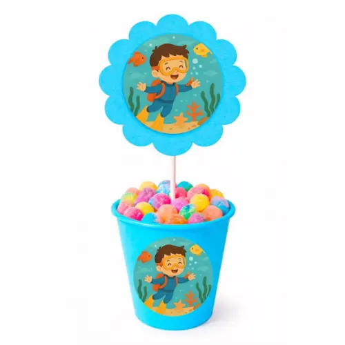Centro de Mesa Flor Personalizado Menino Mergulhador