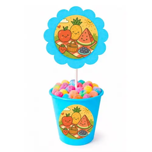 Centro de Mesa Flor Personalizado Piquenique das Frutas