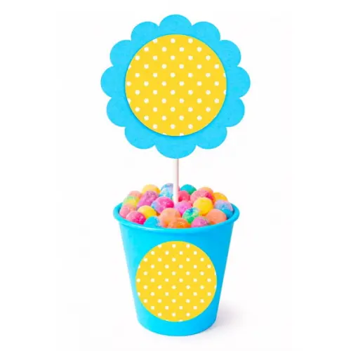 Centro de Mesa Flor Personalizado Poá Amarelo