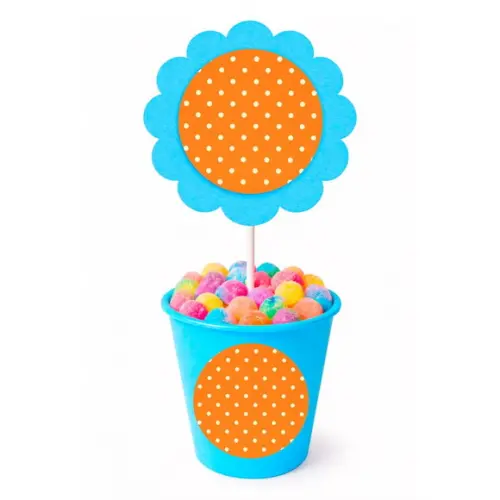 Centro de Mesa Flor Personalizado Poá Laranja
