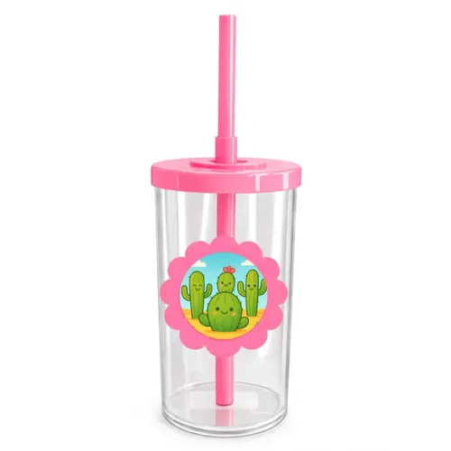 Copo Short Drink Flor Personalizado Cactos Fofos