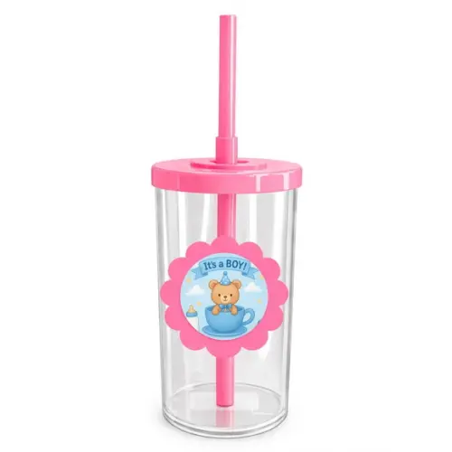 Copo Short Drink Flor Personalizado Chá de Bebê Menino