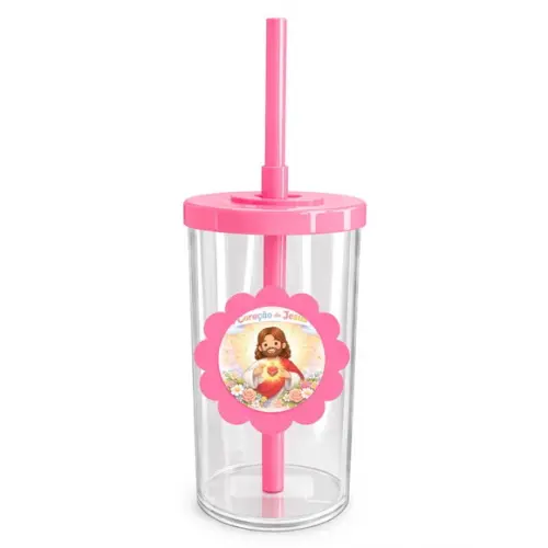 Copo Short Drink Flor Personalizado Coração de Jesus