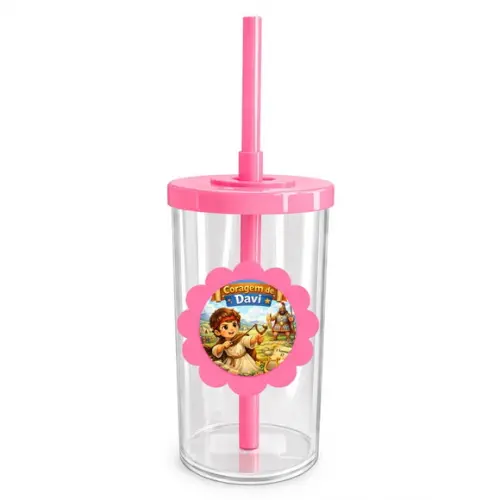 Copo Short Drink Flor Personalizado Coragem de Davi