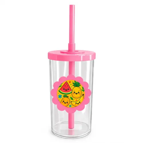 Copo Short Drink Flor Personalizado Frutas Tropicais