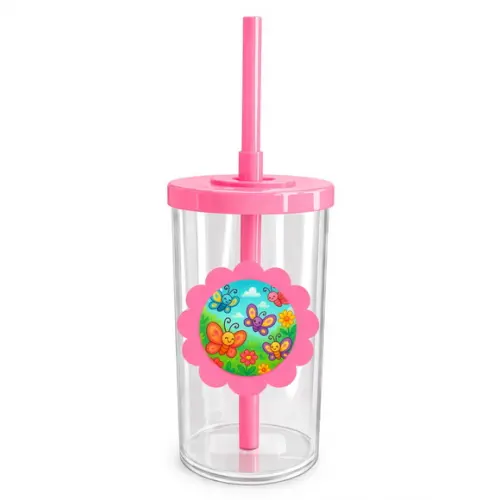 Copo Short Drink Flor Personalizado Jardim das Borboletas