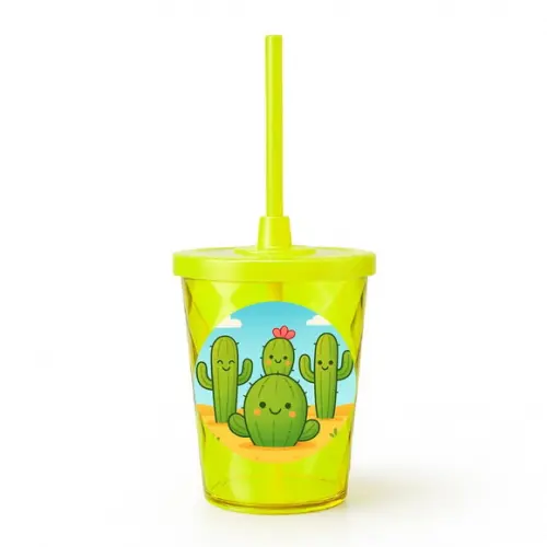 Copo Twister Personalizado 300ml Cactos Fofos