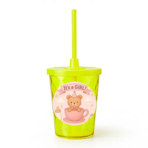 Copo Twister Personalizado 300ml Chá de Bebê Menina
