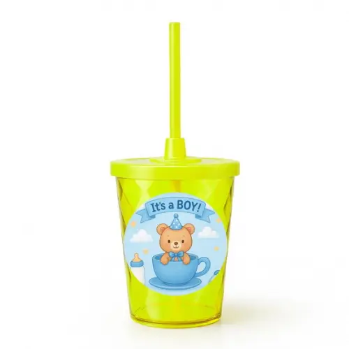 Copo Twister Personalizado 300ml Chá de Bebê Menino