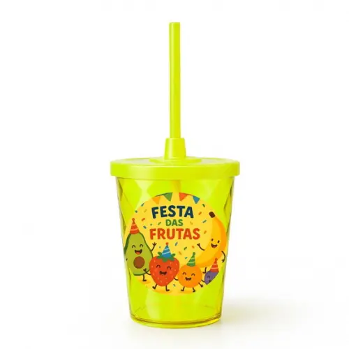 Copo Twister Personalizado 300ml Festa das Frutas