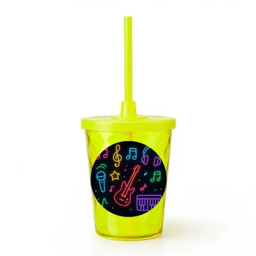 Copo Twister Personalizado 300ml Neon Musical