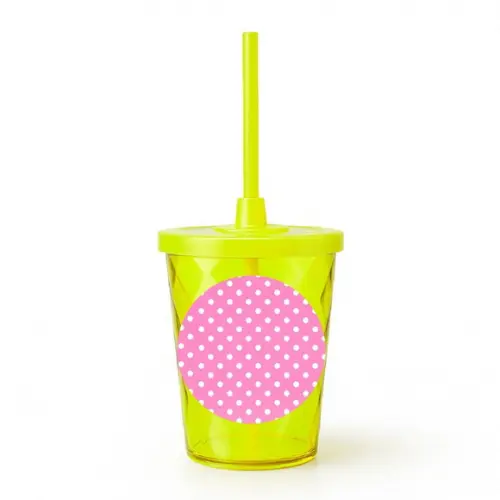 Copo Twister Personalizado 300ml Poá Rosa Pink