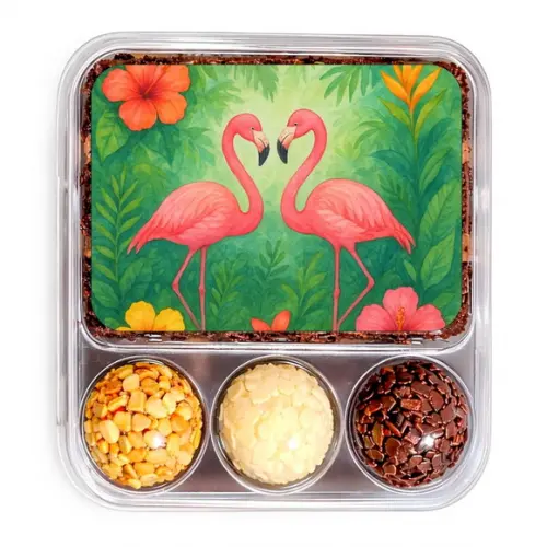 Embalagem Bolo Docinhos Personalizada Flamingo Aquarela