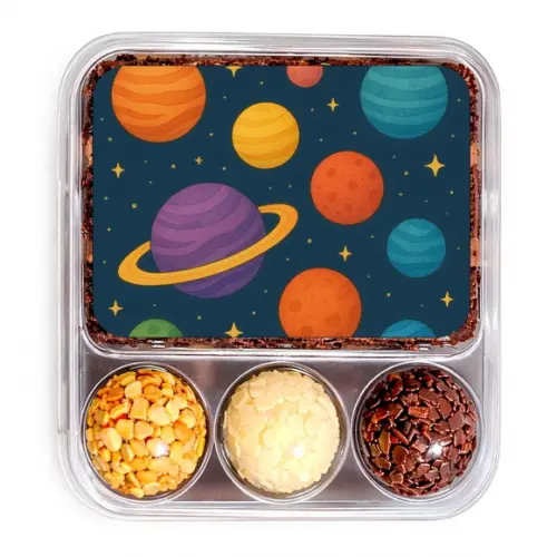 Embalagem Bolo Docinhos Personalizada Planetas Coloridos