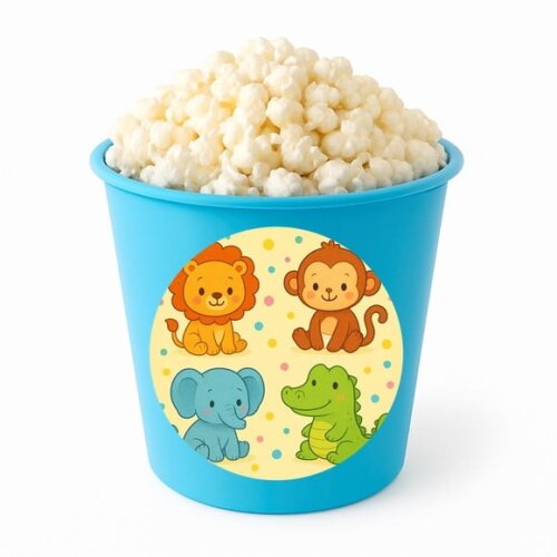 Balde de Pipoca Personalizado Infantil Animais Coloridos