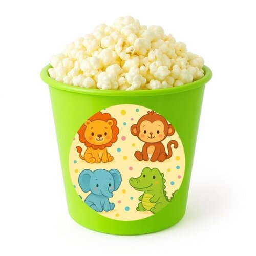 Balde de Pipoca Personalizado Infantil Animais Coloridos