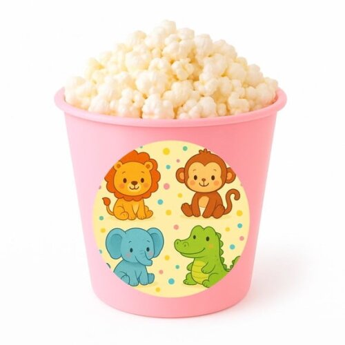 Balde de Pipoca Personalizado Infantil Animais Coloridos