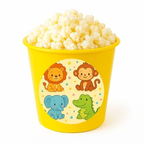 Balde de Pipoca Personalizado Infantil Animais Coloridos