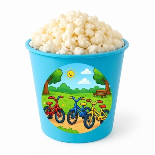 Balde de Pipoca Personalizado Infantil Bicicletas Coloridas
