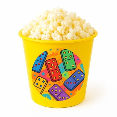 Balde de Pipoca Personalizado Infantil Dominós Coloridos