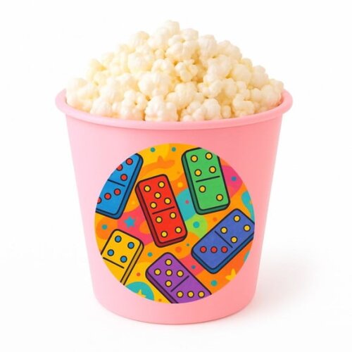 Balde de Pipoca Personalizado Infantil Dominós Coloridos