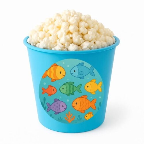 Balde de Pipoca Personalizado Infantil Peixinhos Coloridos