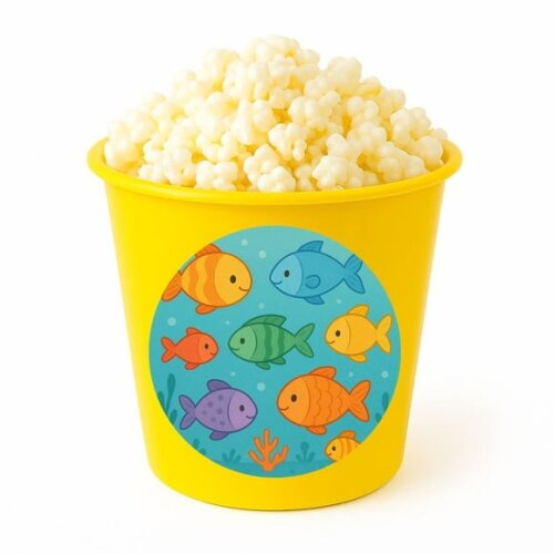 Balde de Pipoca Personalizado Infantil Peixinhos Coloridos