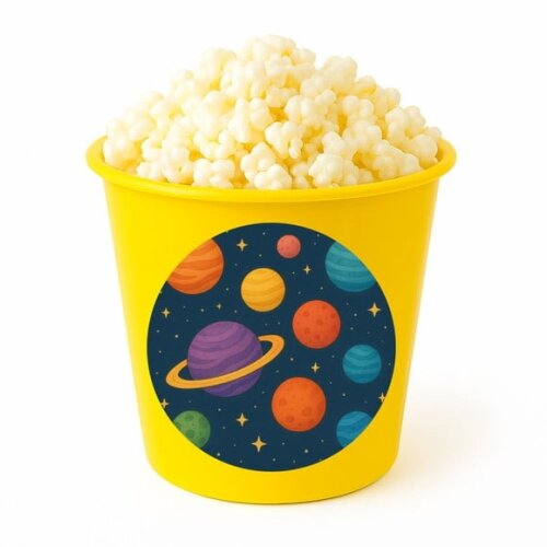 Balde de Pipoca Personalizado Infantil Planetas Coloridos