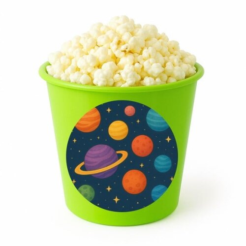 Balde de Pipoca Personalizado Infantil Planetas Coloridos