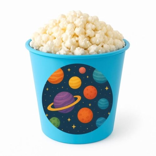 Balde de Pipoca Personalizado Infantil Planetas Coloridos