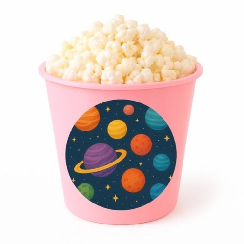 Balde de Pipoca Personalizado Infantil Planetas Coloridos