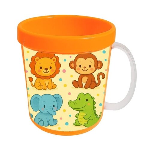 Caneca Acrílica Infantil Personalizada Animais Coloridos